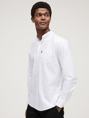 White Grandad Collar Regular Fit Button Down Easy Iron Oxford Shirt - Image 1 of 10