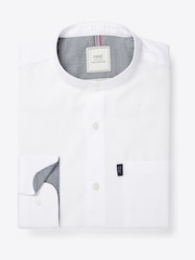 White Grandad Collar Regular Fit Button Down Easy Iron Oxford Shirt - Image 6 of 10