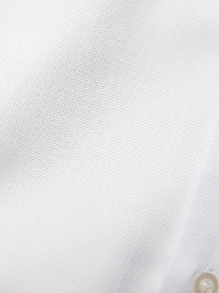 White Grandad Collar Regular Fit Button Down Easy Iron Oxford Shirt - Image 9 of 10