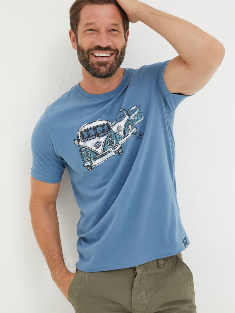 FatFace Blue VW Sketch T-Shirt - Image 1 of 5 FatFace Blue VW Sketch T-Shirt - Image 1 of 5
