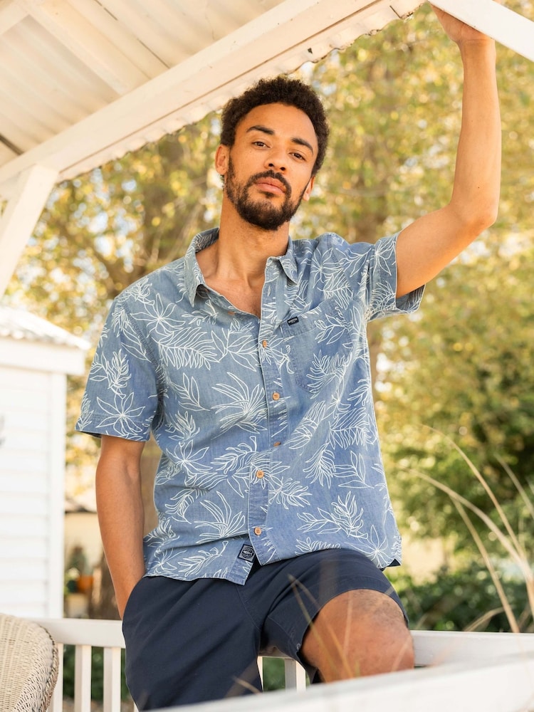 Weird Fish Russell Printed Chambray Short Sleeve Shirt - Изображение 1 5