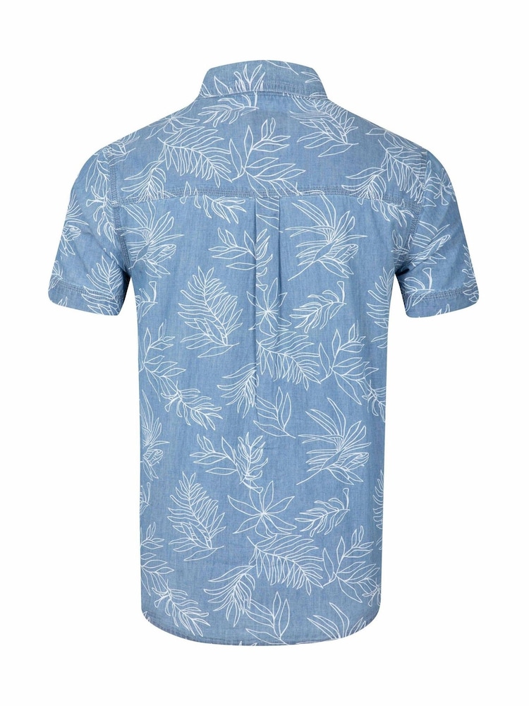 Weird Fish Russell Printed Chambray Short Sleeve Shirt - Изображение 5 5