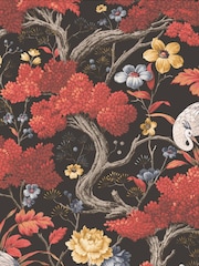 Woodchip & Magnolia Red Crane Bird Wallpaper - Image 2 of 3