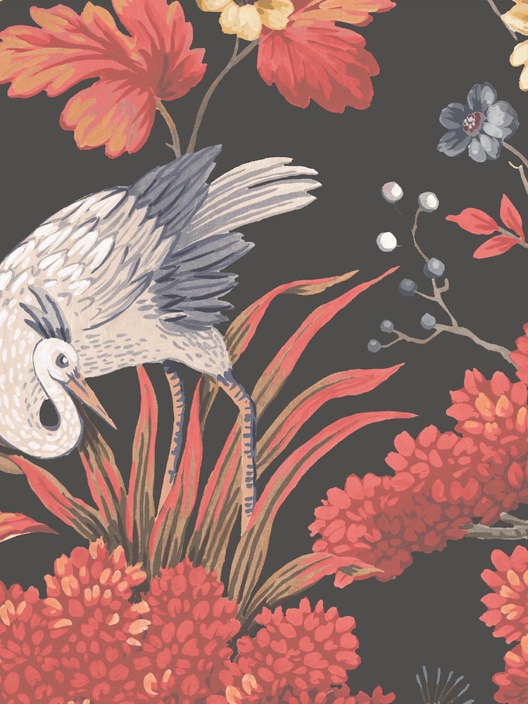 Woodchip & Magnolia Red Crane Bird Wallpaper - Image 3 of 3
