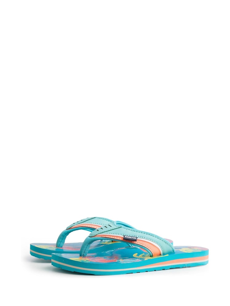 Weird Fish Blue Thurleston Printed Flip Flops - Image 2 of 4
