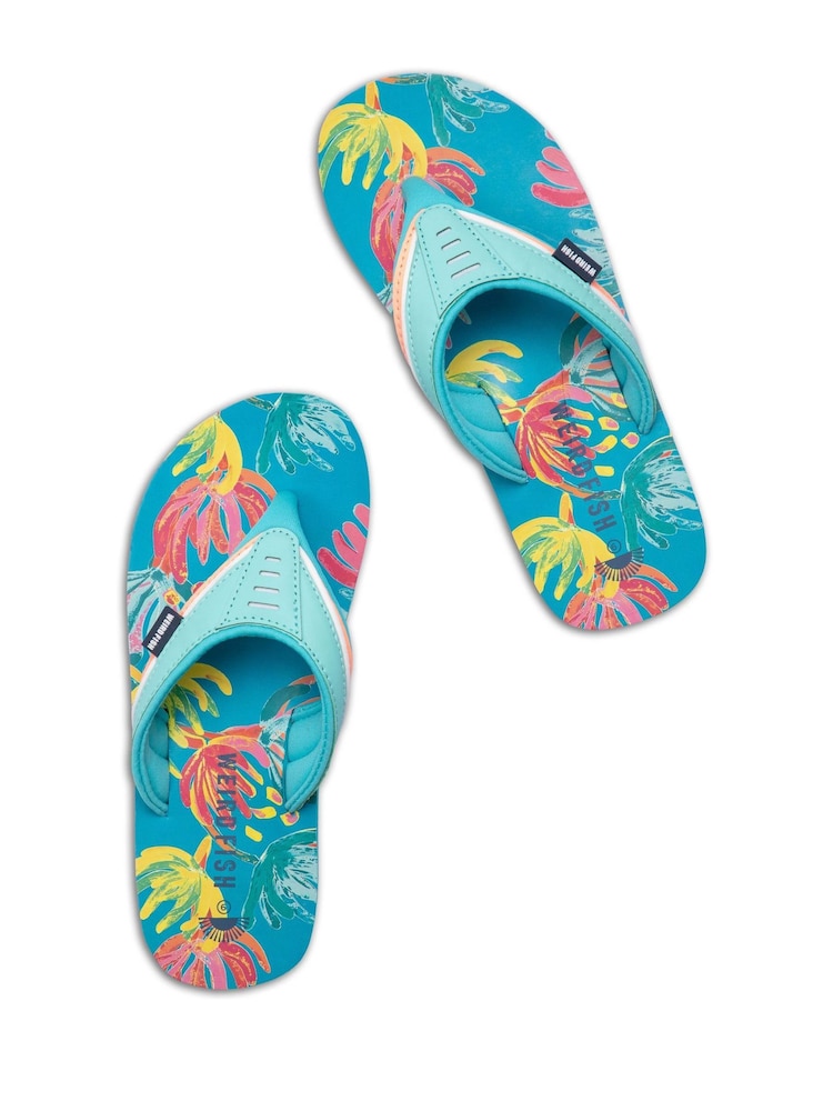 Weird Fish Blue Thurleston Printed Flip Flops - Image 4 of 4