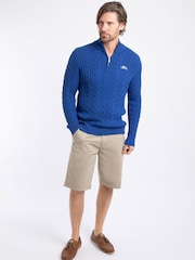 Weird Fish Blue Heath Cable Knit 1/4 Zip Jumper - Image 4 of 7