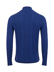 Weird Fish Blue Heath Cable Knit 1/4 Zip Jumper - Image 7 of 7