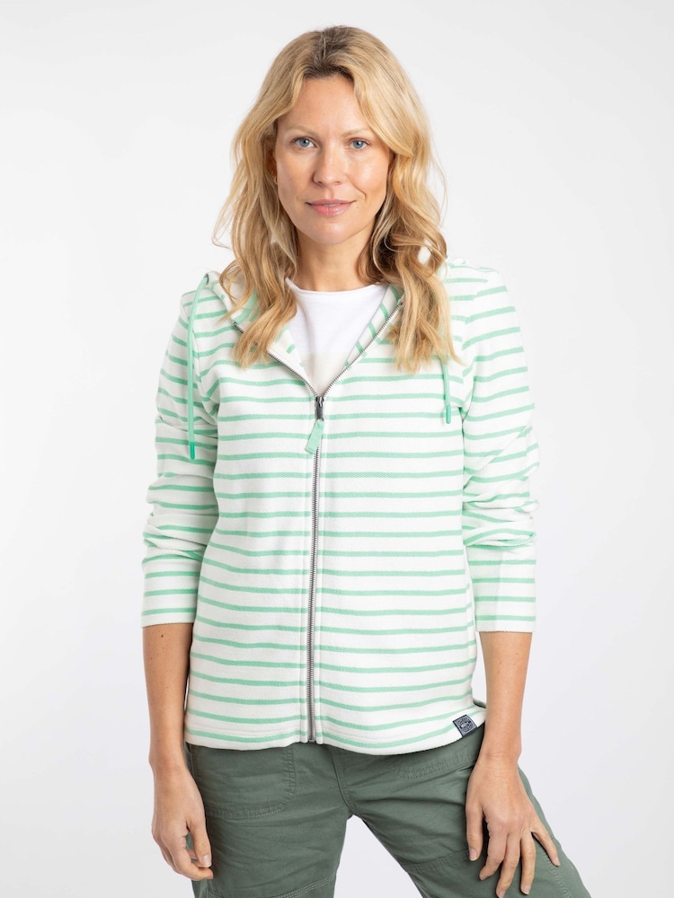 Weird Fish Green Catalina Striped Full Zip Hoodie - Image 1 of 7