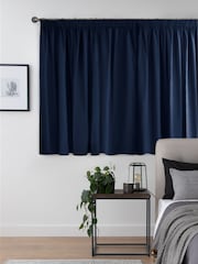Blue Navy Cotton Blackout/Thermal Pencil Pleat Curtains - Image 7 of 8