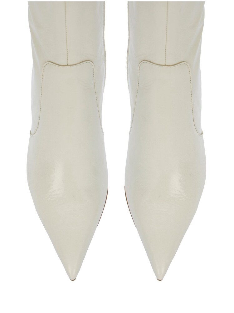 Mint Velvet Cream White Patent Ankle Boots - Image 2 of 3