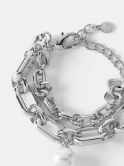 Mint Velvet Silver/cream Layered Bracelet - Image 2 of 2