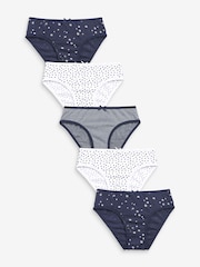 Navy/White 5 Pack Bikini Briefs (2-16yrs) - Image 1 of 8