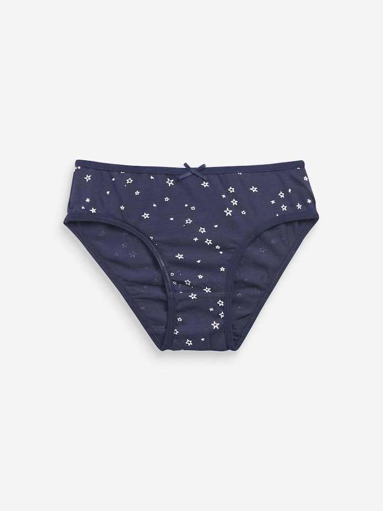 Navy/White 5 Pack Bikini Briefs (2-16yrs) - Image 2 of 8
