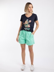 Weird Fish Green Jardin Cotton Twill Shorts - Image 3 of 6