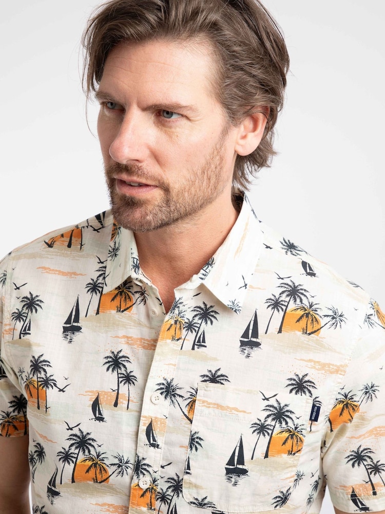 Weird Fish Cream Faraway Short Sleeve Printed Shirt - Image 1 of 4