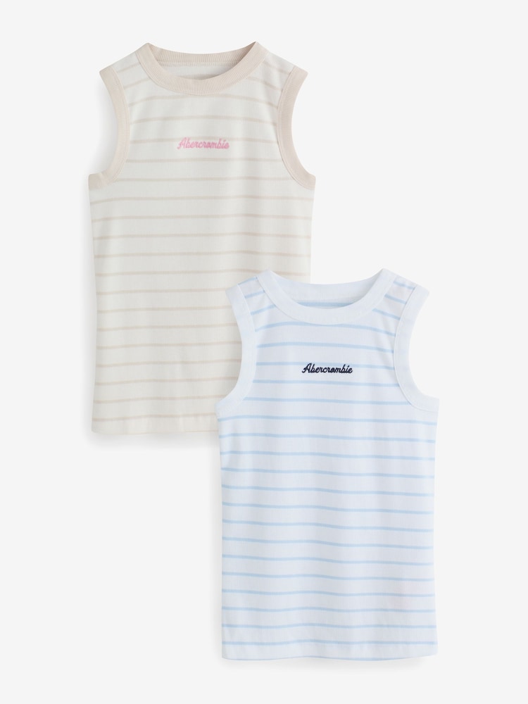 Abercrombie & Fitch White Crew Neck Tank Top 2 Pack - Image 1 of 3 Abercrombie & Fitch White Crew Neck Tank Top 2 Pack - Image 1 of 3