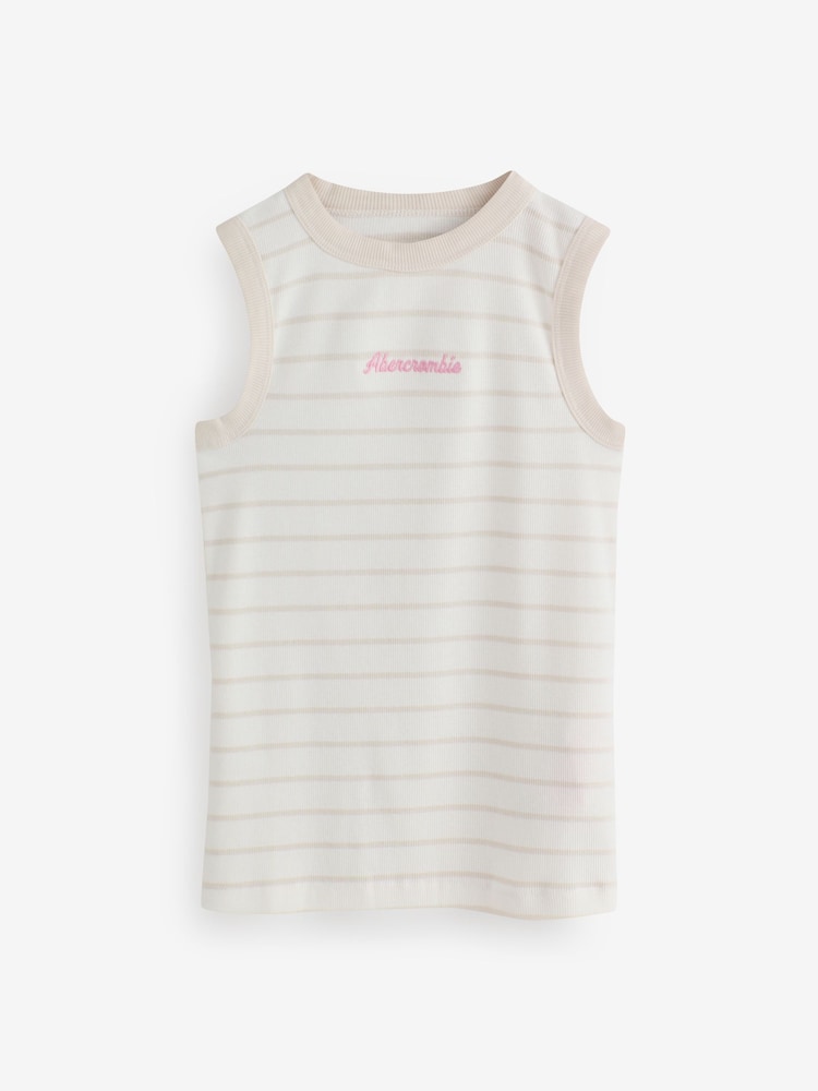 Abercrombie & Fitch White Crew Neck Tank Top 2 Pack - Image 3 of 3 Abercrombie & Fitch White Crew Neck Tank Top 2 Pack - Image 3 of 3