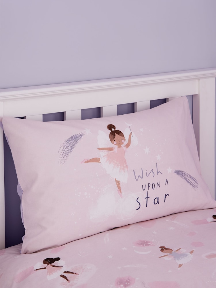 Catherine Lansfield Pink Dancing Fairies Reversible Duvet Cover Set - Image 3 of 4