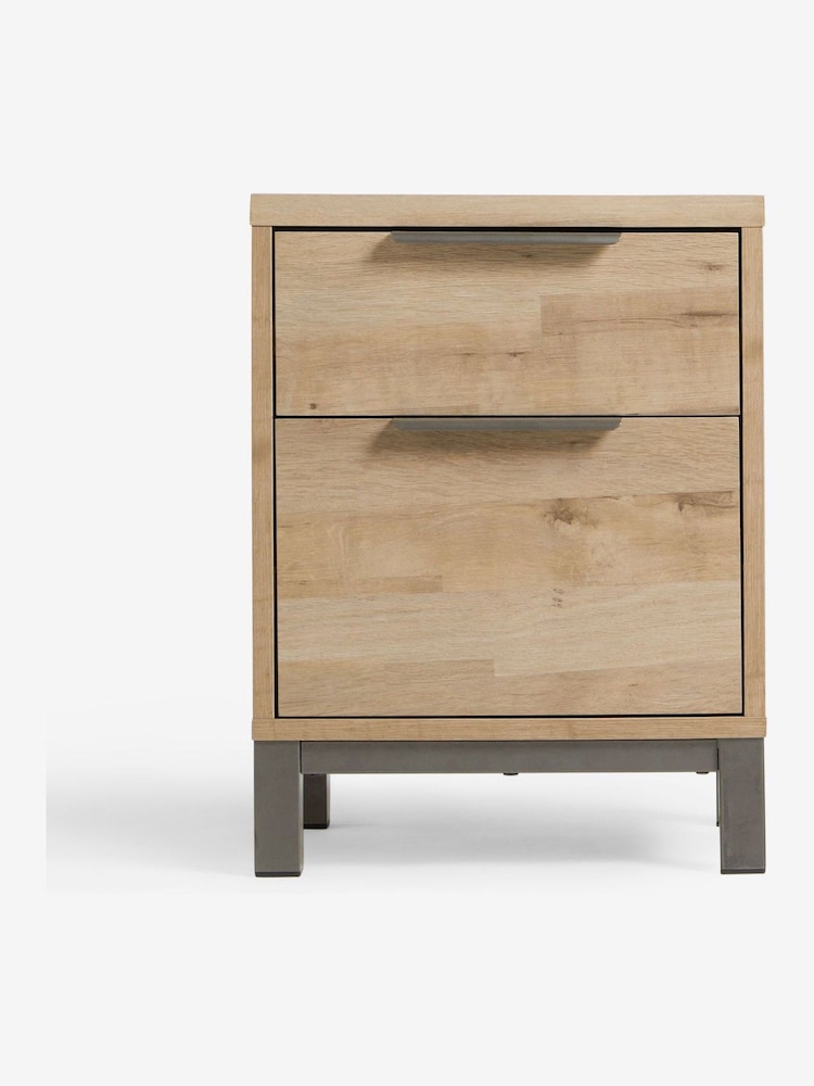 Light Natural Bronx Oak Effect 2 Drawer Bedside Table - Image 2 of 7