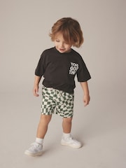 Green/Ecru Checkerboard 100% Cotton Pull-On Shorts (3mths-7yrs) - Image 2 of 7