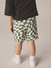 Green/Ecru Checkerboard 100% Cotton Pull-On Shorts (3mths-7yrs) - Image 3 of 7