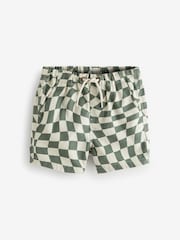 Green/Ecru Checkerboard 100% Cotton Pull-On Shorts (3mths-7yrs) - Image 5 of 7