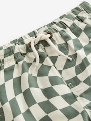 Green/Ecru Checkerboard 100% Cotton Pull-On Shorts (3mths-7yrs) - Image 7 of 7