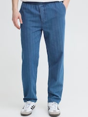 Casual Friday Blue Beck Elastic Waist Straight Leg Trousers - Image 2 of 5