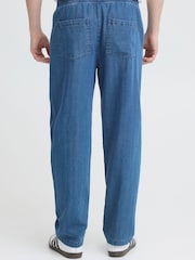 Casual Friday Blue Beck Elastic Waist Straight Leg Trousers - Image 3 of 5