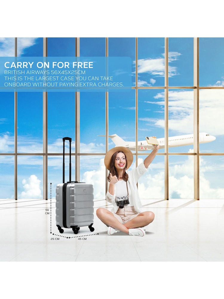 Flight Knight 56x45x25cm EasyJet Overhead 4 Wheel ABS Hard Case Cabin Carry On Hand Luggage - Image 2 of 7