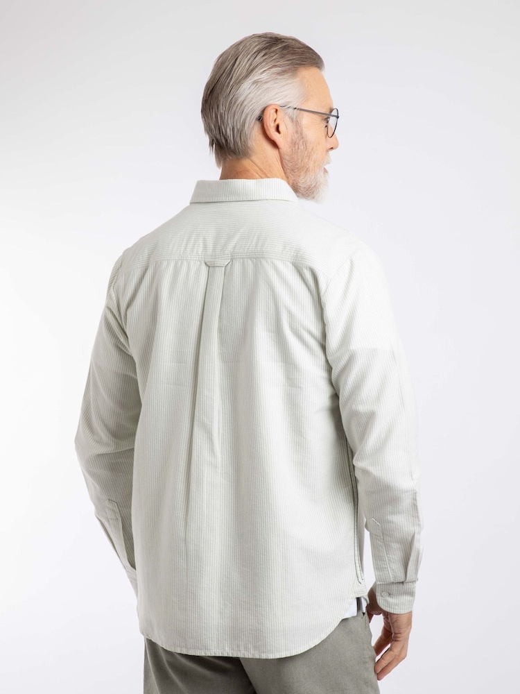 Weird Fish Green Benedict Striped Oxford Shirt - Image 2 of 6