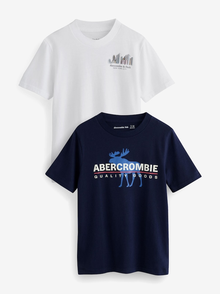 Abercrombie & Fitch White Short Sleeve Graphic T-Shirt 2 Pack - Image 1 of 4
