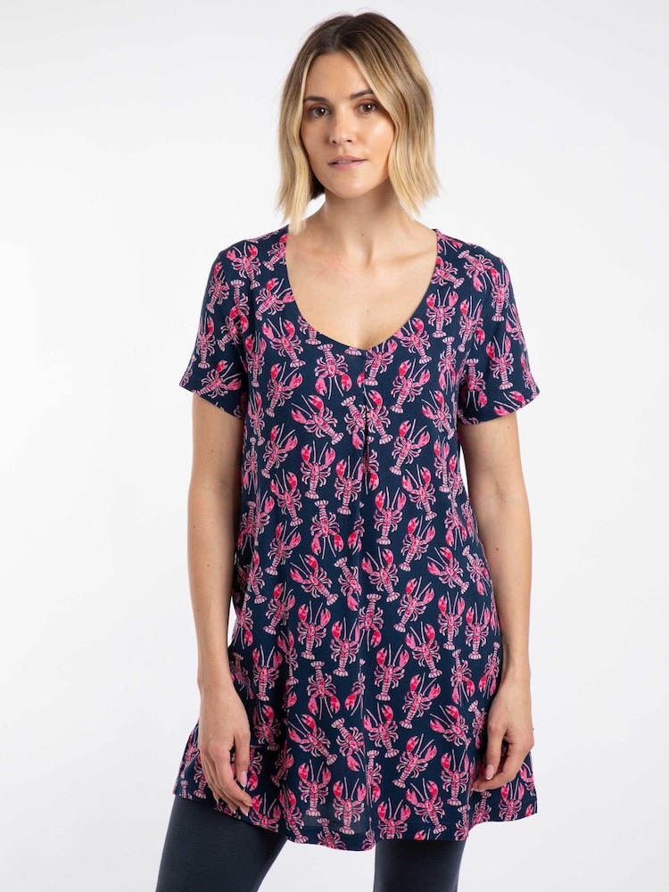 Weird Fish Blue Nuri Printed Viscose Tunic - Image 1 of 7