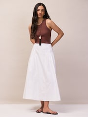 Ro&Zo White Petite Cotton Gathered Skirt - Image 1 of 6