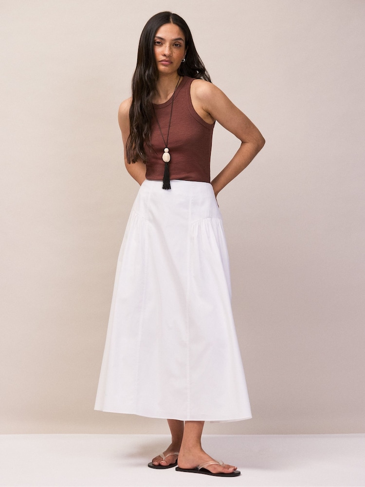 Ro&Zo White Petite Cotton Gathered Skirt - Image 1 of 6