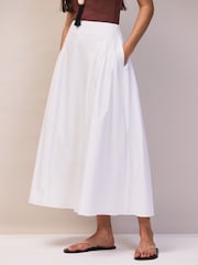 Ro&Zo White Petite Cotton Gathered Skirt - Image 4 of 6