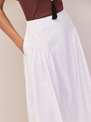 Ro&Zo White Petite Cotton Gathered Skirt - Image 6 of 6