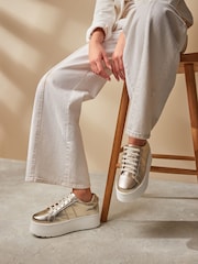 Gold Forever Comfort® Patent Chunky Lace-Up Trainers - Image 1 of 7