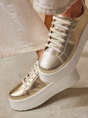 Gold Forever Comfort® Patent Chunky Lace-Up Trainers - Image 2 of 7