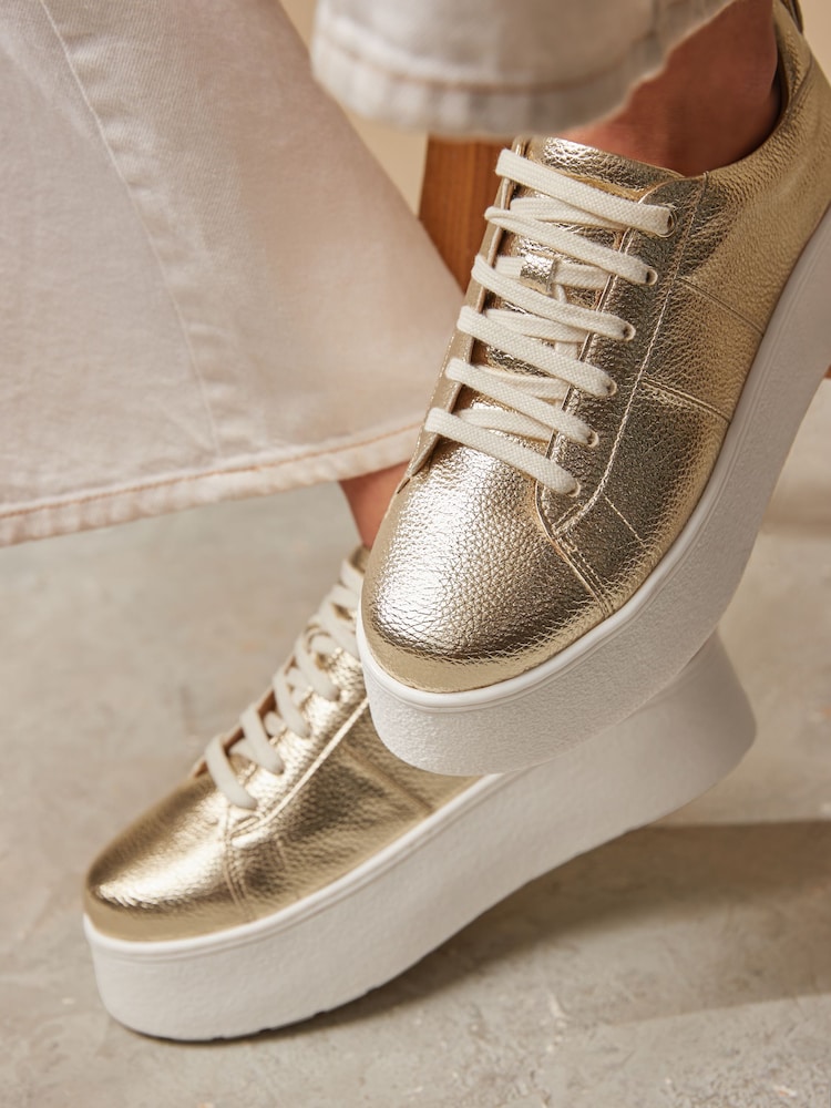 Gold Forever Comfort® Patent Chunky Lace-Up Trainers - Image 2 of 7