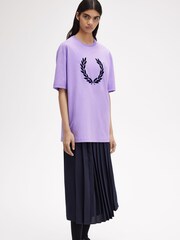 Fred Perry Violet Purple Flocked Laurel Wreath 100% Cotton T-Shirt - Image 2 of 5