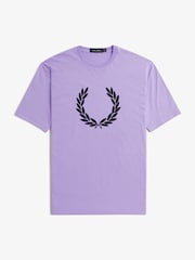 Fred Perry Violet Purple Flocked Laurel Wreath 100% Cotton T-Shirt - Image 4 of 5