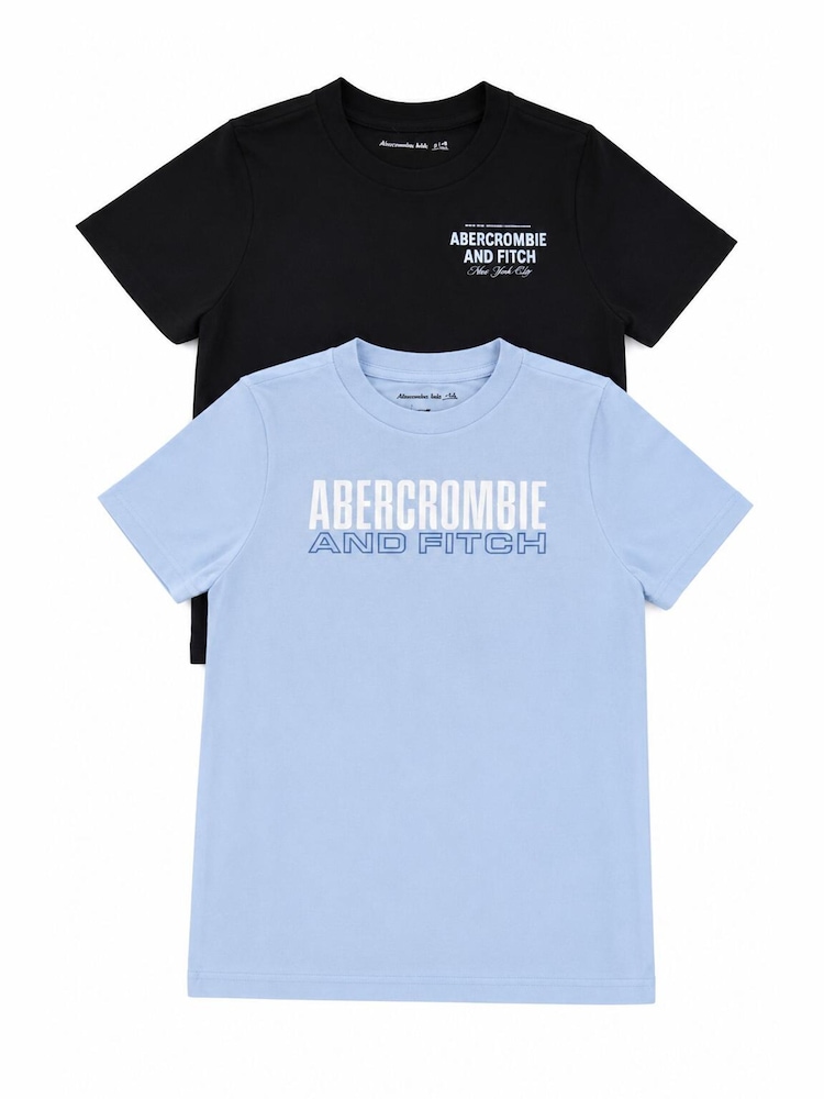 Abercrombie & Fitch Black Short Sleeve Graphic T-Shirt 2 Pack - Image 1 of 2 Abercrombie & Fitch Black Short Sleeve Graphic T-Shirt 2 Pack - Image 1 of 2