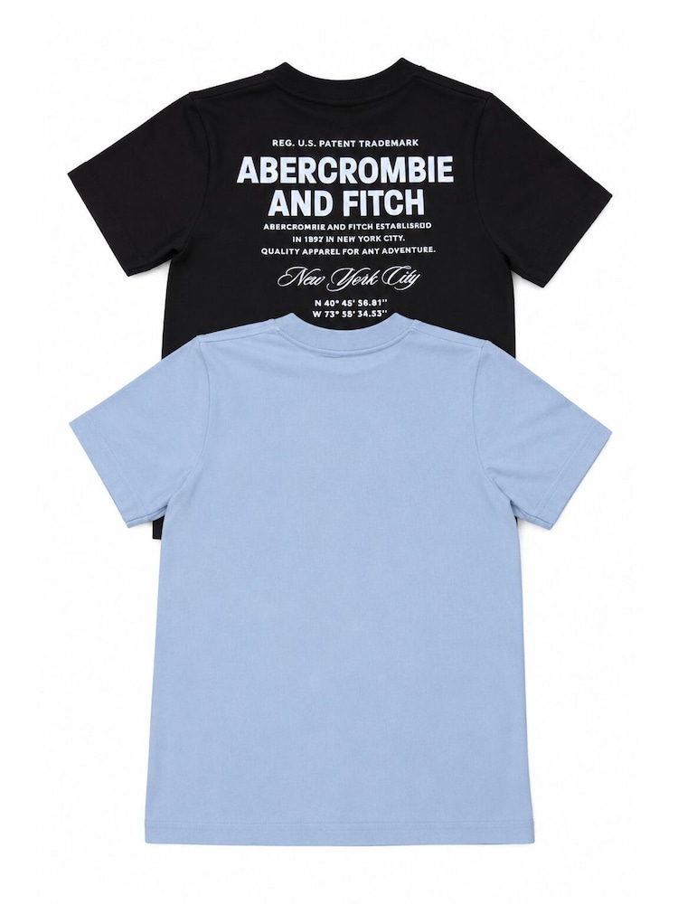 Abercrombie & Fitch Black Short Sleeve Graphic T-Shirt 2 Pack - Image 2 of 2 Abercrombie & Fitch Black Short Sleeve Graphic T-Shirt 2 Pack - Image 2 of 2