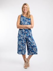 Weird Fish Blue Nalani Printed Viscose Jumpsuit - Image 1 of 7