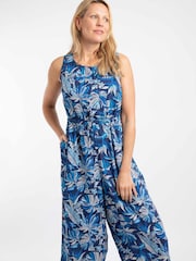 Weird Fish Blue Nalani Printed Viscose Jumpsuit - Image 3 of 7