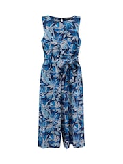 Weird Fish Blue Nalani Printed Viscose Jumpsuit - Image 6 of 7