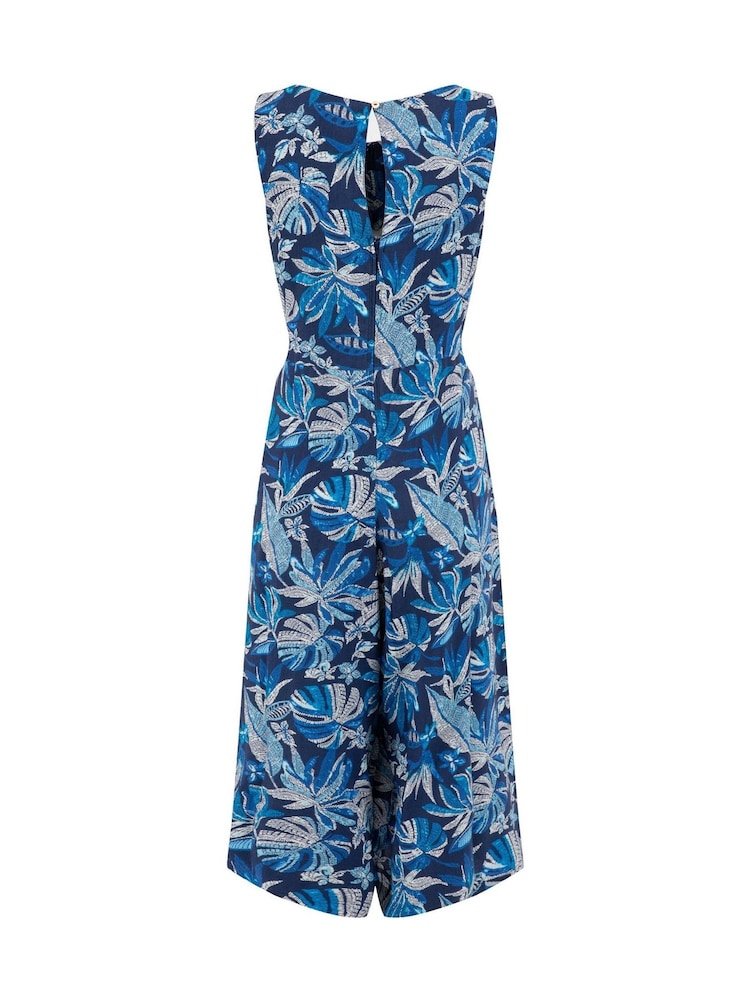 Weird Fish Blue Nalani Printed Viscose Jumpsuit - Image 7 of 7