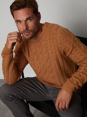 Threadbare Brown Cable Knit Crew Neck Jumper - Image 4 of 5